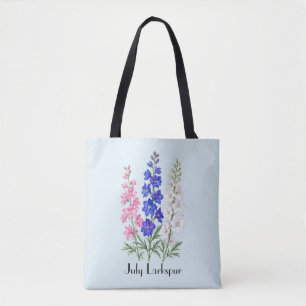 Tote Bag Fleurs de pied-d'alouette de juillet