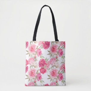 Tote Bag Fleurs de pivoines roses sans couture motif