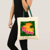 Tote Bag Fleurs de planche de surf et de ketmie (Devant (produit))