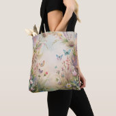 Tote Bag Fleurs de prairie et papillons (De près)