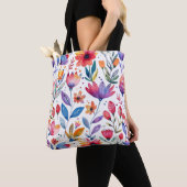 Tote Bag Fleurs de printemps colorées motif (De près)