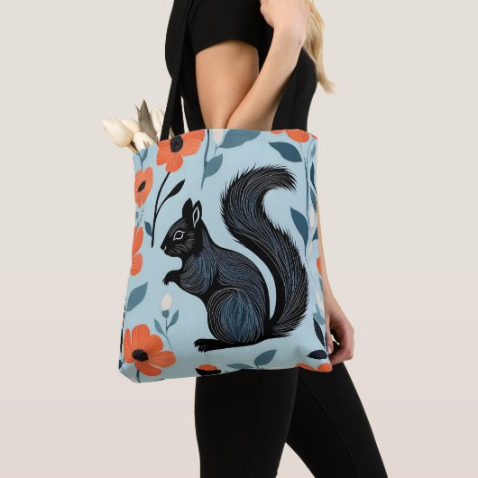 Tote Bag Fleurs de printemps écureuil Art (De près)