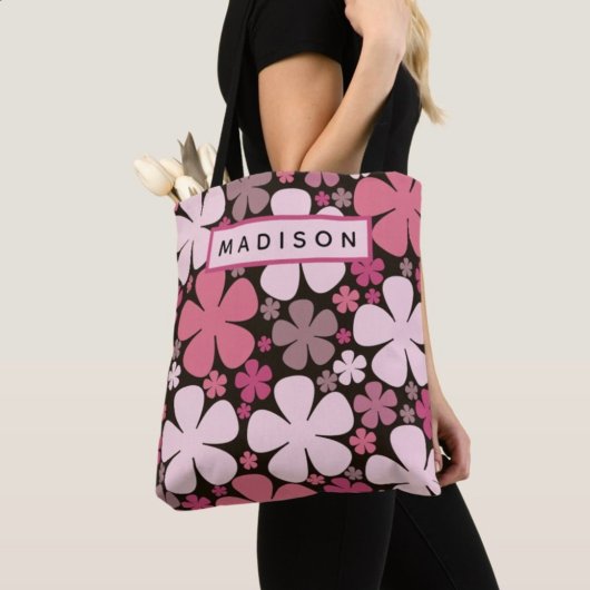 Tote Bag Fleurs de printemps mignonnes Motifs Nom personnal