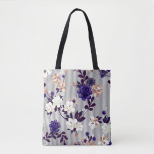 Tote Bag Fleurs de printemps Motif en silhouette noire