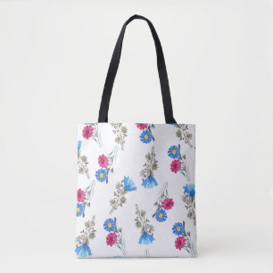 Tote Bag Fleurs de printemps rose Aquarelle Botanique