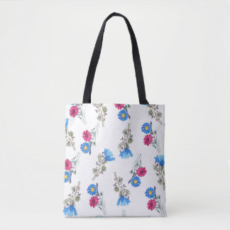 Tote Bag Fleurs de printemps rose Aquarelle Botanique