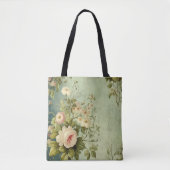 Tote Bag Fleurs de rose de verdure vintage (Devant)