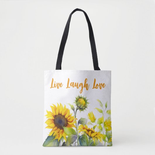 Tote Bag Fleurs de soleil de couleur blanche (Devant)