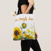 Tote Bag Fleurs de soleil de couleur blanche (De près)