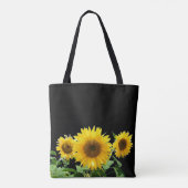 Tote Bag Fleurs de soleil en noir (Dos)