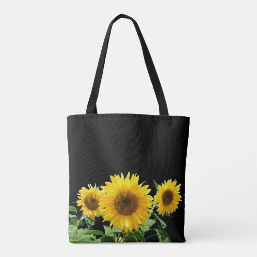 Tote Bag Fleurs de soleil en noir (Dos)
