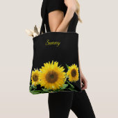 Tote Bag Fleurs de soleil en noir (De près)