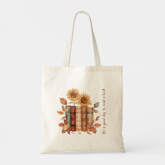 Tote Bag Fleurs de soleil et feuilles d'automne - Lecture d (Dos)