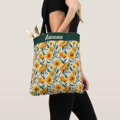 Tote Bag Fleurs de soleil et tasses à beurre (De près)