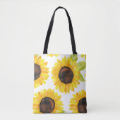 Tote Bag Fleurs de soleil peintes à la main (Devant)