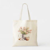 Tote Bag Fleurs de tulipes roses blush (Dos)
