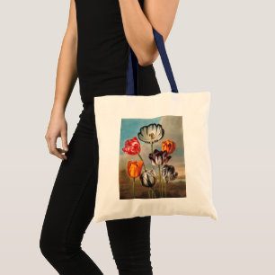 Tote Bag Fleurs de tulipes variées vintage dans un paysage
