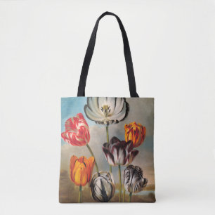 Tote Bag Fleurs de tulipes variées vintage dans un paysage