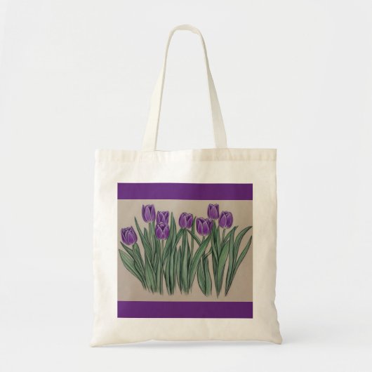 Tote Bag Fleurs de tulipes violettes Aquarelle (Devant)