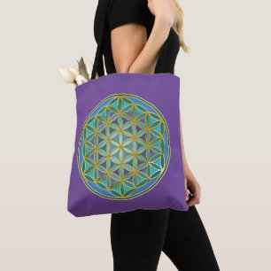 Tote Bag FLEURS DE VIE - Géométrie Sacrée Design 1