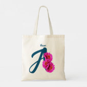 Tote Bag Fleurs de Zinnia Monogramme Initiale A Personnalis (Dos)