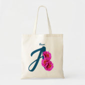 Tote Bag Fleurs de Zinnia Monogramme Initiale A Personnalis (Devant)