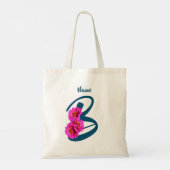 Tote Bag Fleurs de Zinnia Monogramme Initiale B Nom (Dos)
