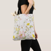Tote Bag fleurs délicates avec papillon à la chinoise (De près)