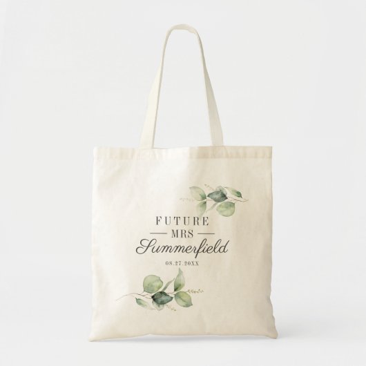 Tote Bag Fleurs d'eucalyptus pour la future Mme Nom Shower (Devant)