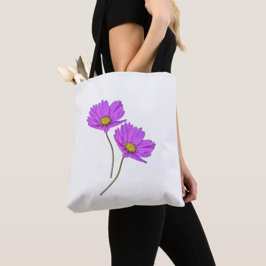 Tote Bag Fleurs Deux Cosmos Violets (De près)
