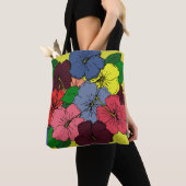 Tote Bag Fleurs d'Hibiscus multicolores (De près)
