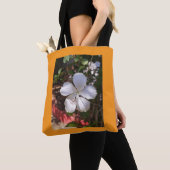 Tote Bag fleurs d'hibiscus naturel blanc (De près)