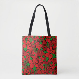 Tote Bag Fleurs d'Hibiscus Rouges