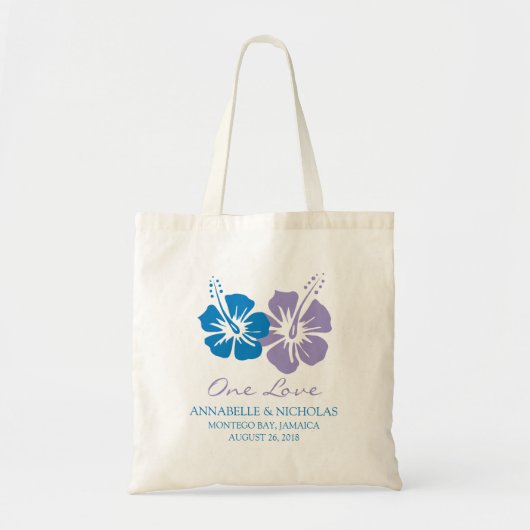 Tote Bag Fleurs d'Hibiscus Royal Bleu et Lavande | MARIAGE (Devant)
