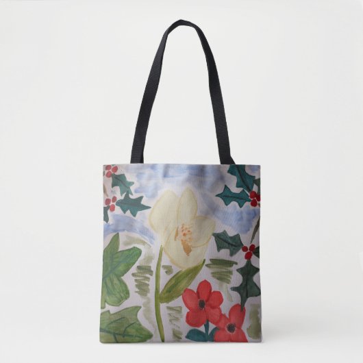 Tote Bag Fleurs d'hiver & Holly (Devant)