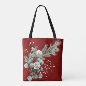 Tote Bag Fleurs d'hiver Rose Blanche Rouge Demoiselle d'Hon (Dos)