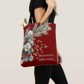Tote Bag Fleurs d'hiver Rose Blanche Rouge Demoiselle d'Hon (De près)