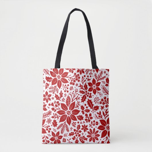 Tote Bag Fleurs d'hiver rouges (Devant)