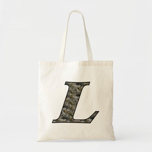 Tote Bag Fleurs d'hortensia à initiale de monogramme L (Devant)