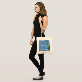 Tote Bag fleurs d'hydrangée bleue en arrière - plan bleu (Devant (modèle))