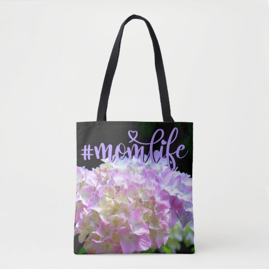 Tote Bag Fleurs d'hydrangée violette rose doux (Devant)