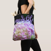 Tote Bag Fleurs d'hydrangée violette rose doux (De près)