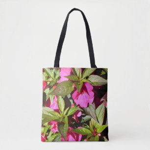 Tote Bag Fleurs d'Impatiens Rose Clair