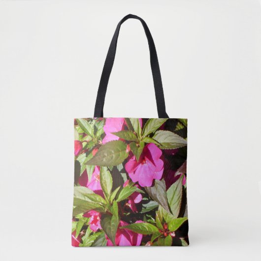 Tote Bag Fleurs d'Impatiens Rose Clair (Devant)