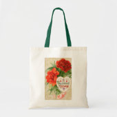Tote Bag Fleurs d'œillet, Message de la Saint-Valentin Vint (Devant)