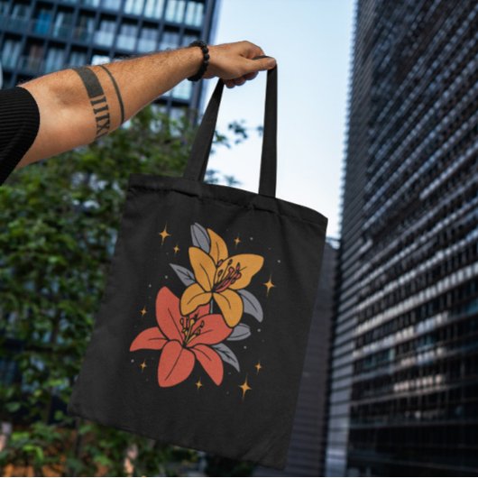Tote Bag Fleurs D'Orchidées Et Feuilles