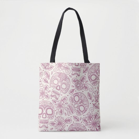 Tote Bag Fleurs du crâne : Fête Mexicaine Sans Seamless. (Devant)