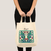 Tote Bag Fleurs du désert, design miroir, personnalisation (Devant (produit))