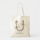 Tote Bag Fleurs Élégantes d'Uva Ursi 'U' Monogramme Nom Per (Devant)