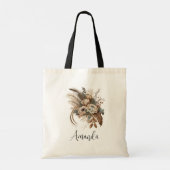 Tote Bag Fleurs Élégantes Feuillage et plumes (Dos)